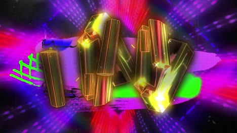 animación de diamantes digitales y túnel sobre fondo negro
