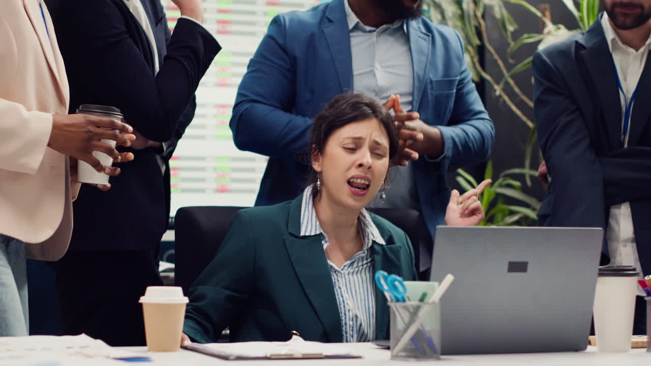 Employees team showing their project updates to the supervisor