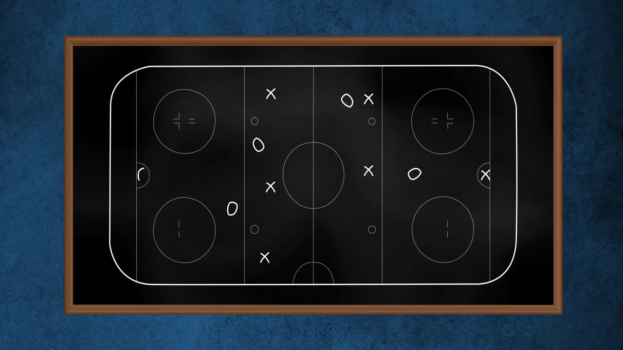 animación de un campo deportivo con marcas de flechas, cruces y círculos en un fondo abstracto