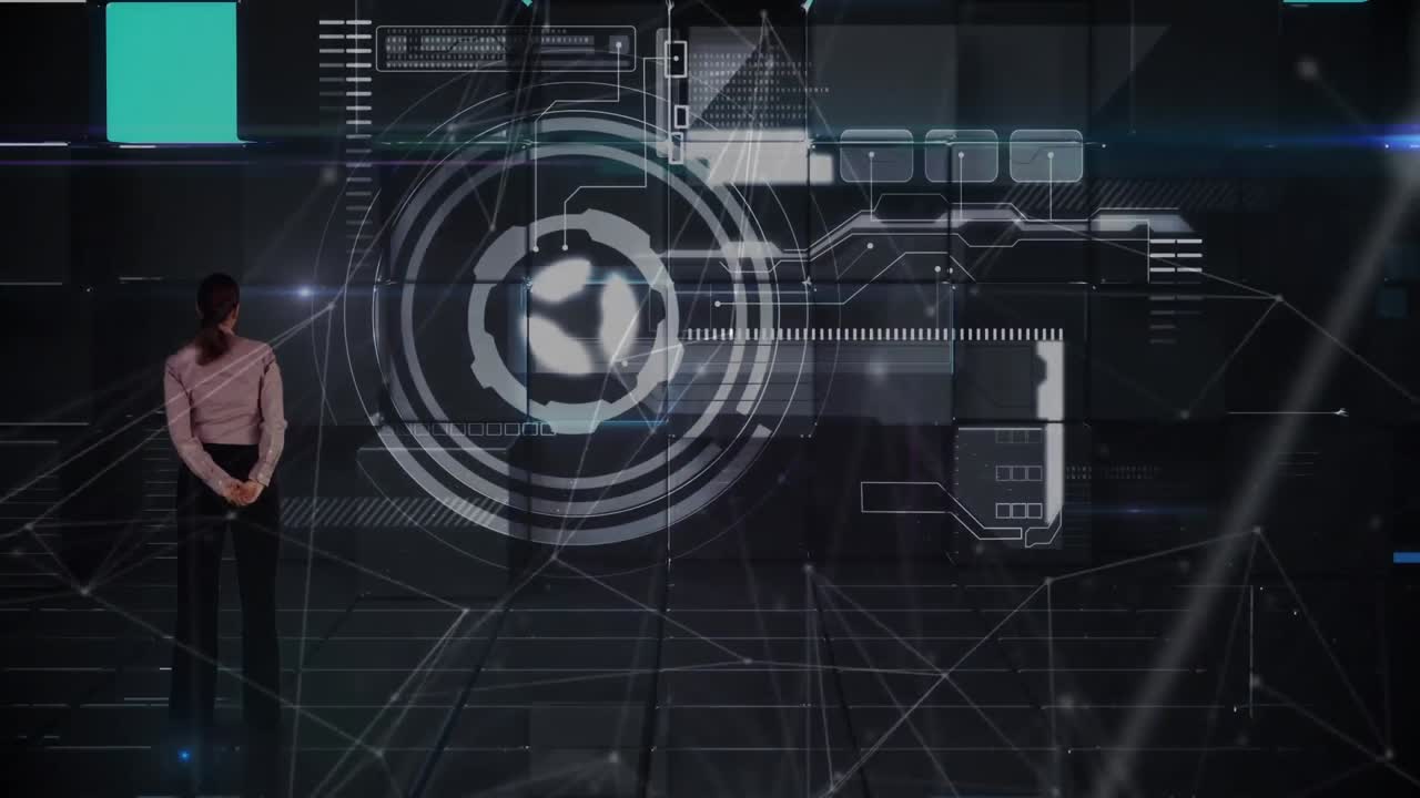 animación de una mujer usando un tablero numérico