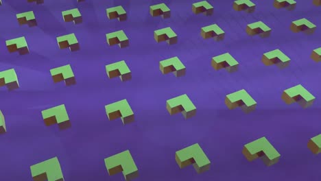 animation of shapes moving on purple background