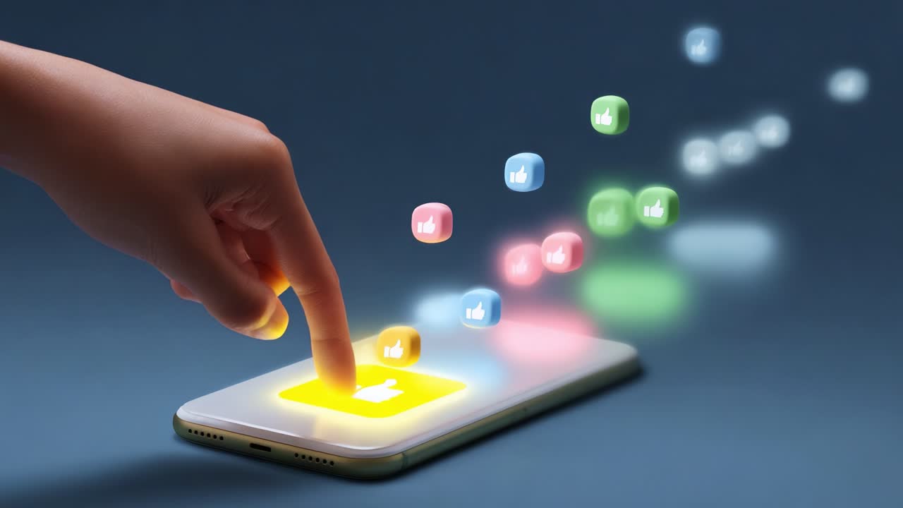 Capturing Social Engagement: A Hand Pressing the Like Button on a Smartphone, Symbolizing Digital Interaction and Connection in a Modern, Tech-Savvy World