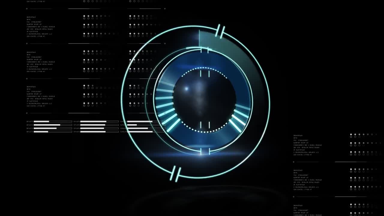animación del escaneo del alcance sobre el procesamiento de datos sobre fondo negro