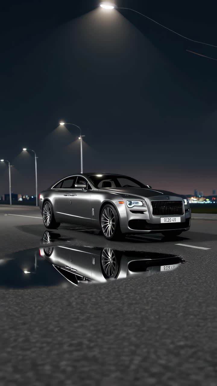 Rolls-Royce Phantom at Night with Reflection