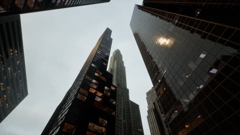 bottom view of modern skyscraper in business district