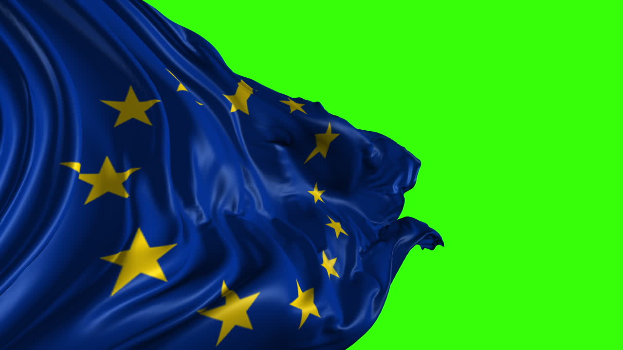 European Union Flag on Green Screen