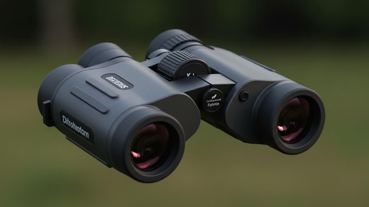 Primo piano di un binocolo Premium che mette in risalto le sue doppie lenti ottiche e il design ergonomico, perfetto per le avventure all'aperto e l'osservazione della natura