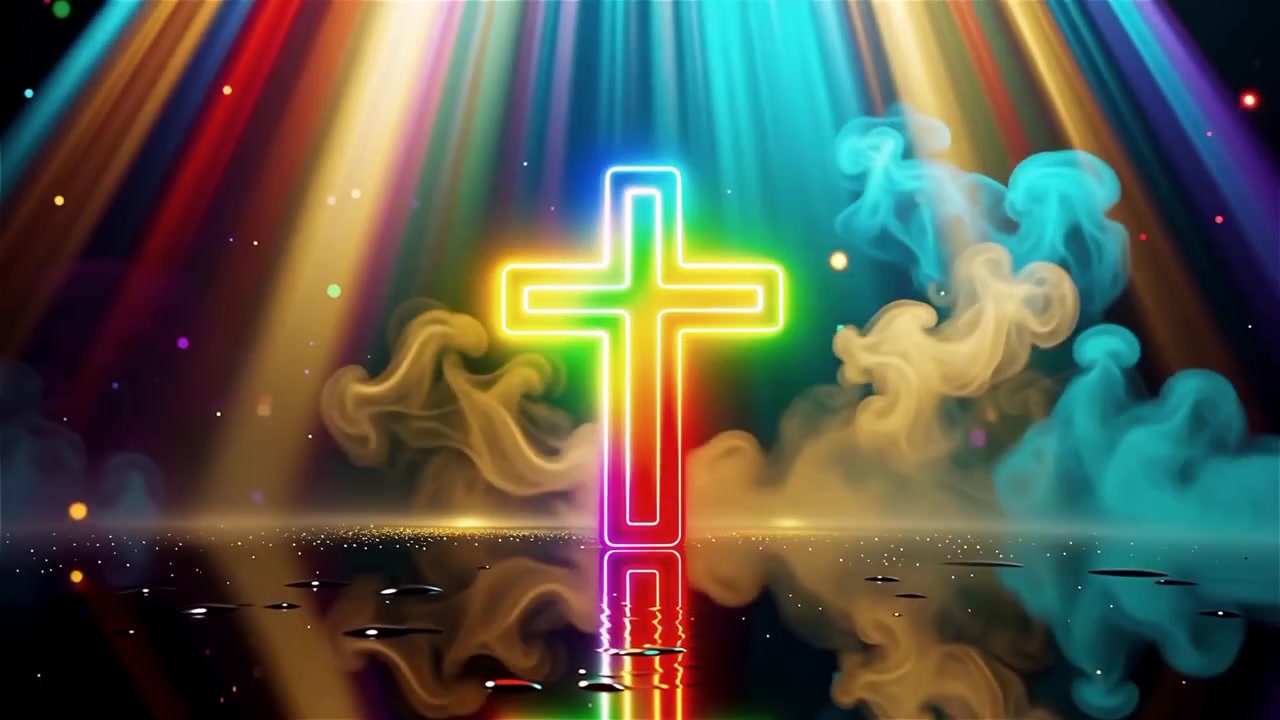 Croce Cristiana Luce Celestiale Sfondo per il Culto.