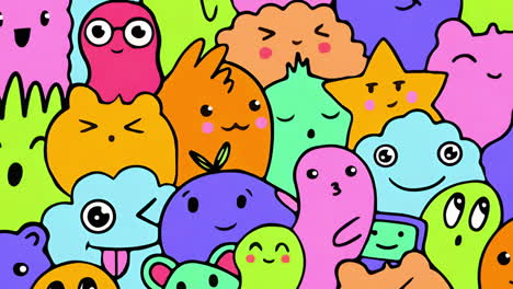 colorful and playful cartoon monsters doodle art