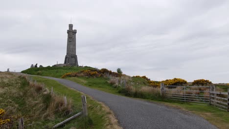 shot of the wwii and wwi memorial monument in stornoway on the isle of lewis, part of the outer hebrides of scotland