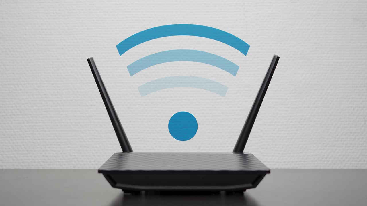 enrutador wifi con icono de señal wifi animado