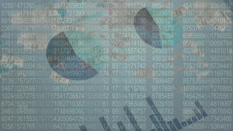 animación de billetes de dólares estadounidenses flotantes y procesamiento de datos