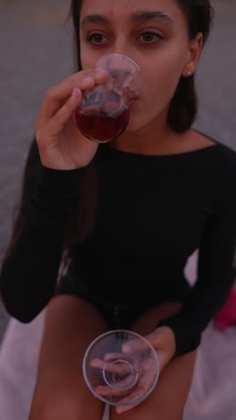 woman drinking tea outdoors