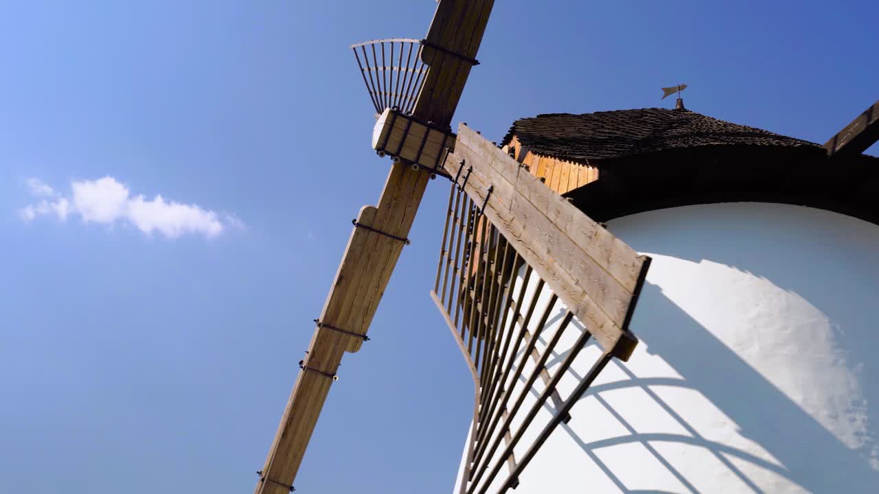 Walking around an old windmill museum in Hungary, gimbal shot
