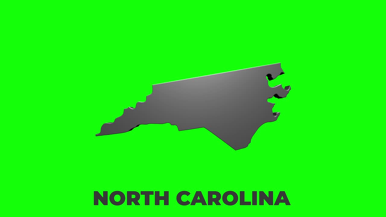 미국 노스 캐롤라이나 주 - 지도에서 애니메이션 3d 실버 위치 마커 - 비디오에서 화면 투명 모드와 함께 사용하기 쉽습니다.