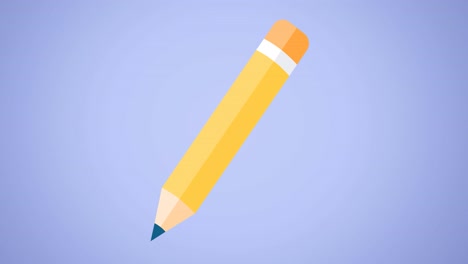 Animation-of-pencil-icon-moving-on-blue-background