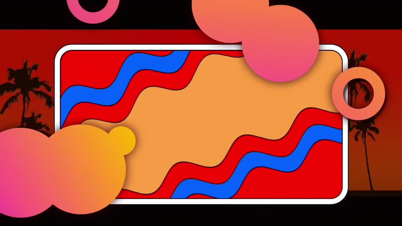 animación de formas en movimiento sobre palmeras.