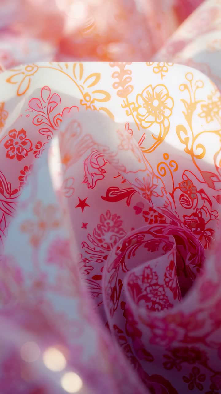 Vertical video: On opening, camera rotating around floral paper spiral in studio showing highlights