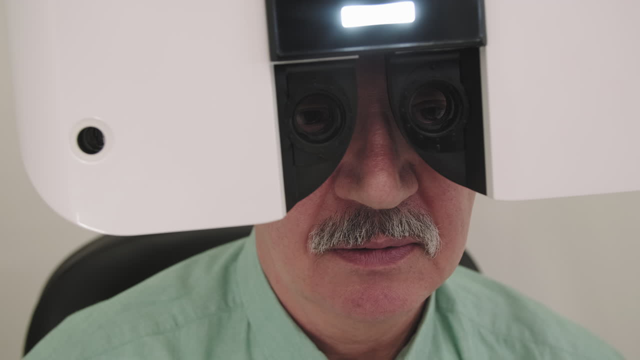 Senior Man Doing Eye Vision Test