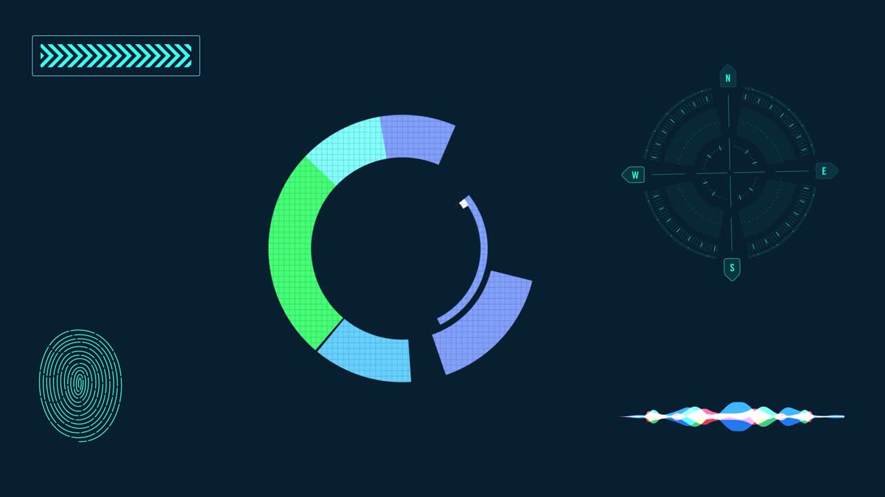 미래의 hud 인터페이스 요소를 움직이는 추상적인 애니메이션