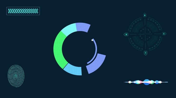 Moving futuristic HUD interface elements. Abstract animation