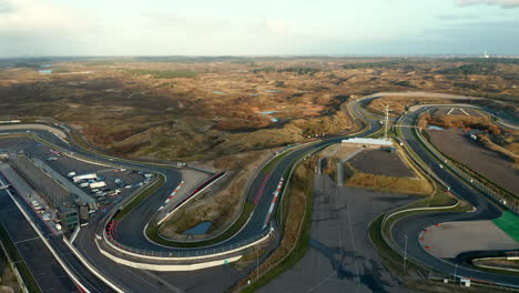 aerial view of zandvoort f1 circuit in the netherlands - drone shot