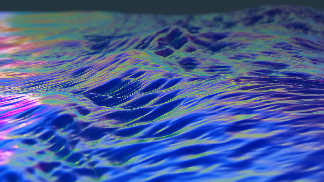 Ondas abstractas dinámicas con reflejos iridiscentes vibrantes