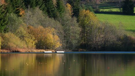 Herbstfarben-Auf-Dem-See-Mit-Ruhiger-Wasseroberfläche