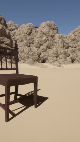 una silla solitaria en un paisaje desértico