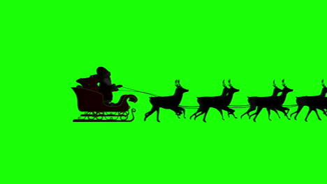 Papá-Noel-Y-Su-Trineo-Volando-Contra-El-Fondo-De-Pantalla-Verde-En-Bucle