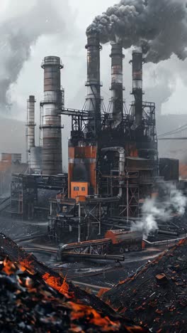 a factory with a lot of smoke coming out of it