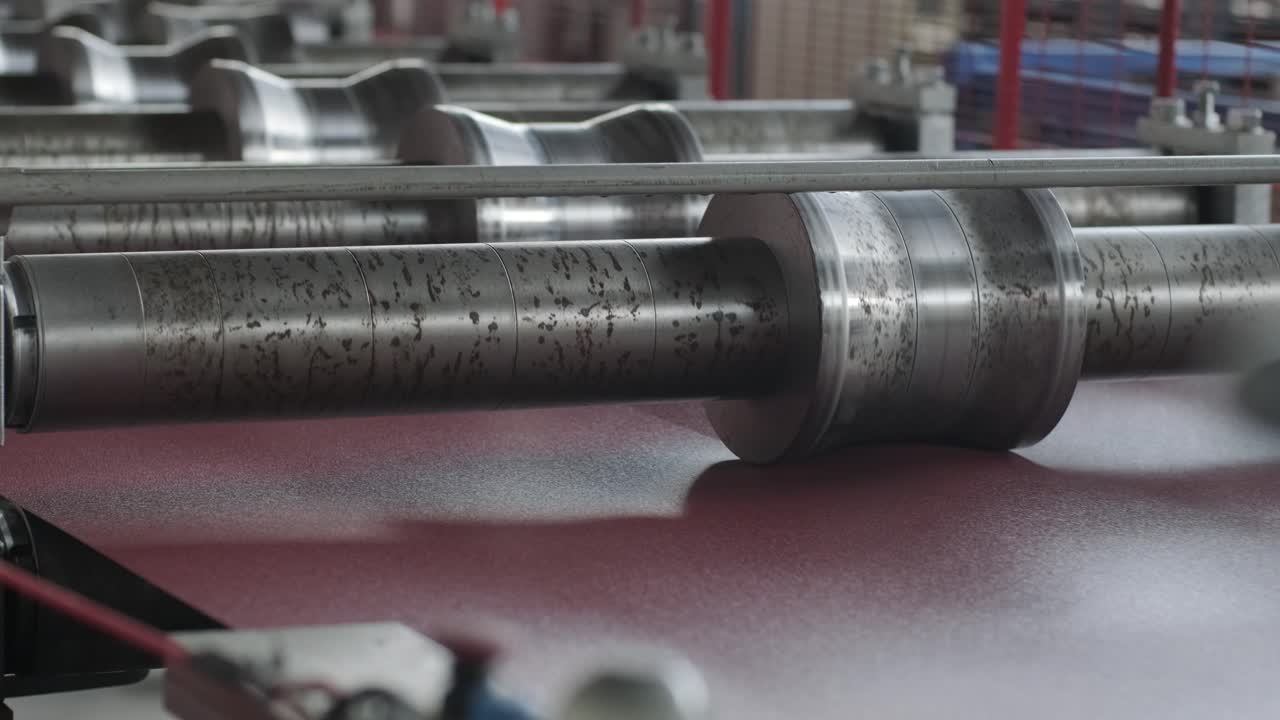 Metal sheet forming machine at the modern metalwork factory.