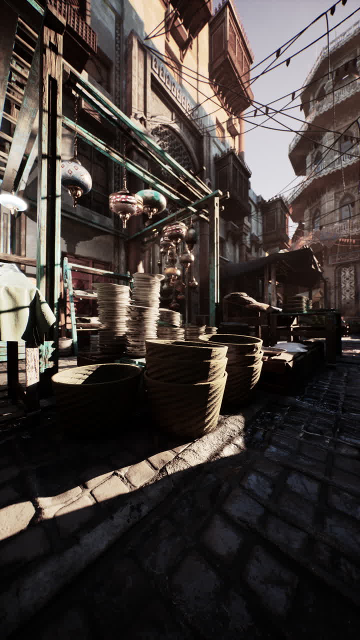 Display of bowls on the ground