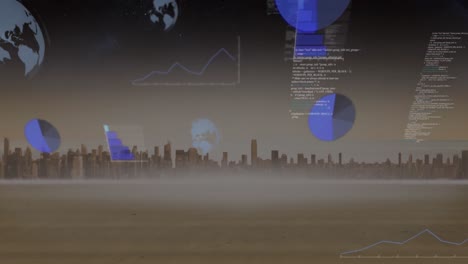 Animation-Der-Statistischen-Datenverarbeitung-Vor-Blick-Auf-Die-Stadtlandschaft