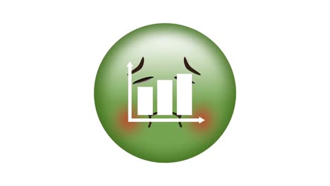 animación del icono de emoji enfermo sobre las estadísticas en fondo blanco