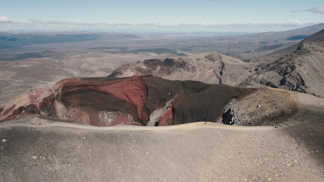 Aerial View of a Volcanic Crater in New Zealand