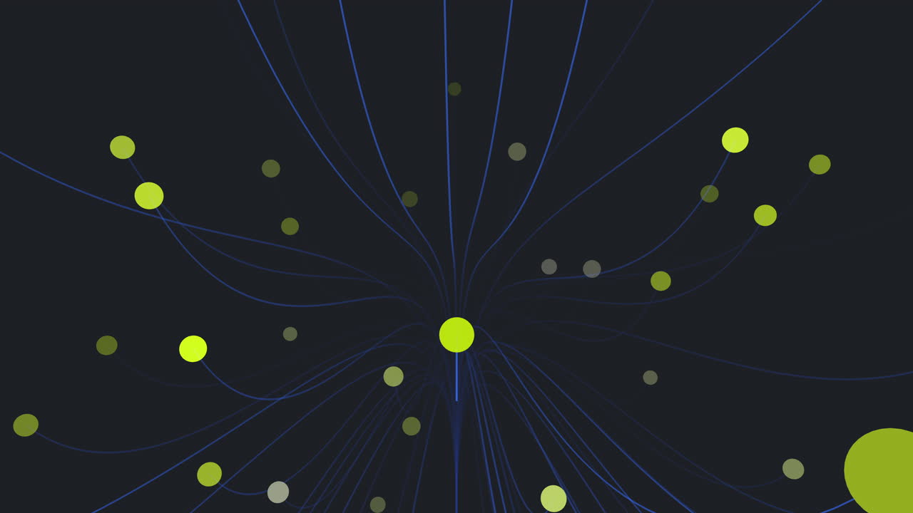 Abstract illusion shape with neon dots and lines on black gradient