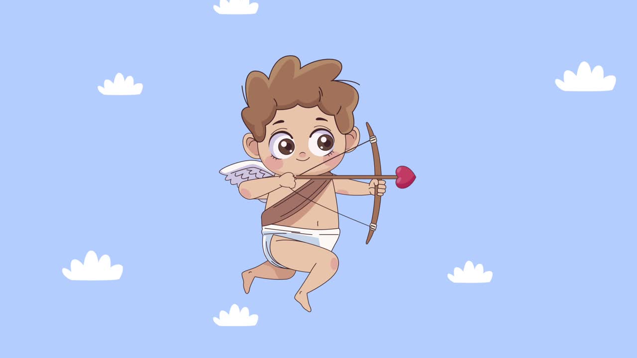 ángel de cupido con animación de personajes del arco