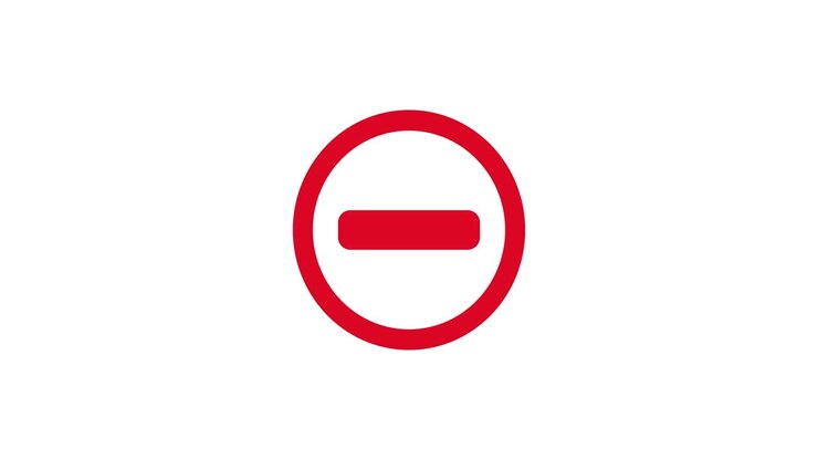 Stop symbol animation. Restriction circle in red. No way video in 4k. Warning bouncing icon. Editable background.