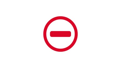 stop symbol animation. restriction circle in red. no way video in 4k. warning bouncing icon. editable background.