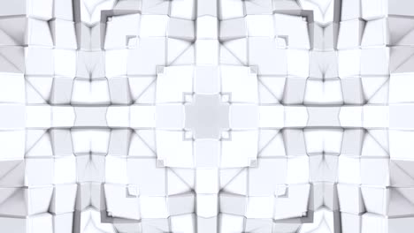 fondo abstracto geométrico blanco bajo como un efecto de vidriera o caleidoscopio en movimiento en 4k. animación 3d de bucle, imágenes sin costuras en el popular estilo bajo de poli. v2