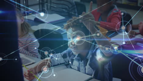 animación de la red de conexiones sobre los niños en edad escolar