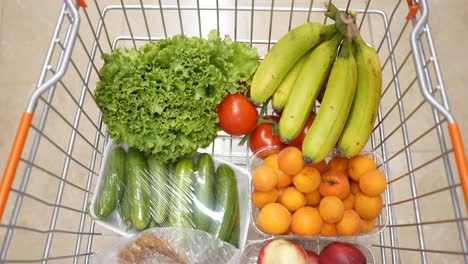 shopping cart full of groceries