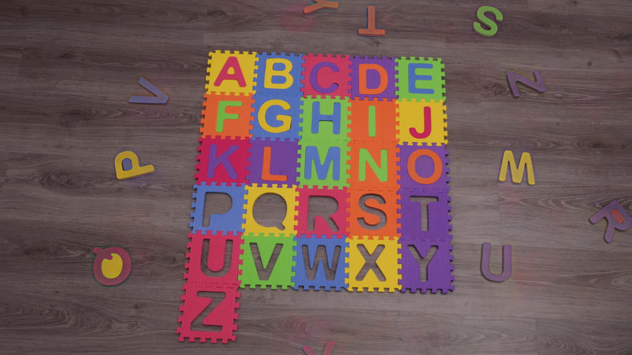 Timelapse of collecting colorful English alphabet