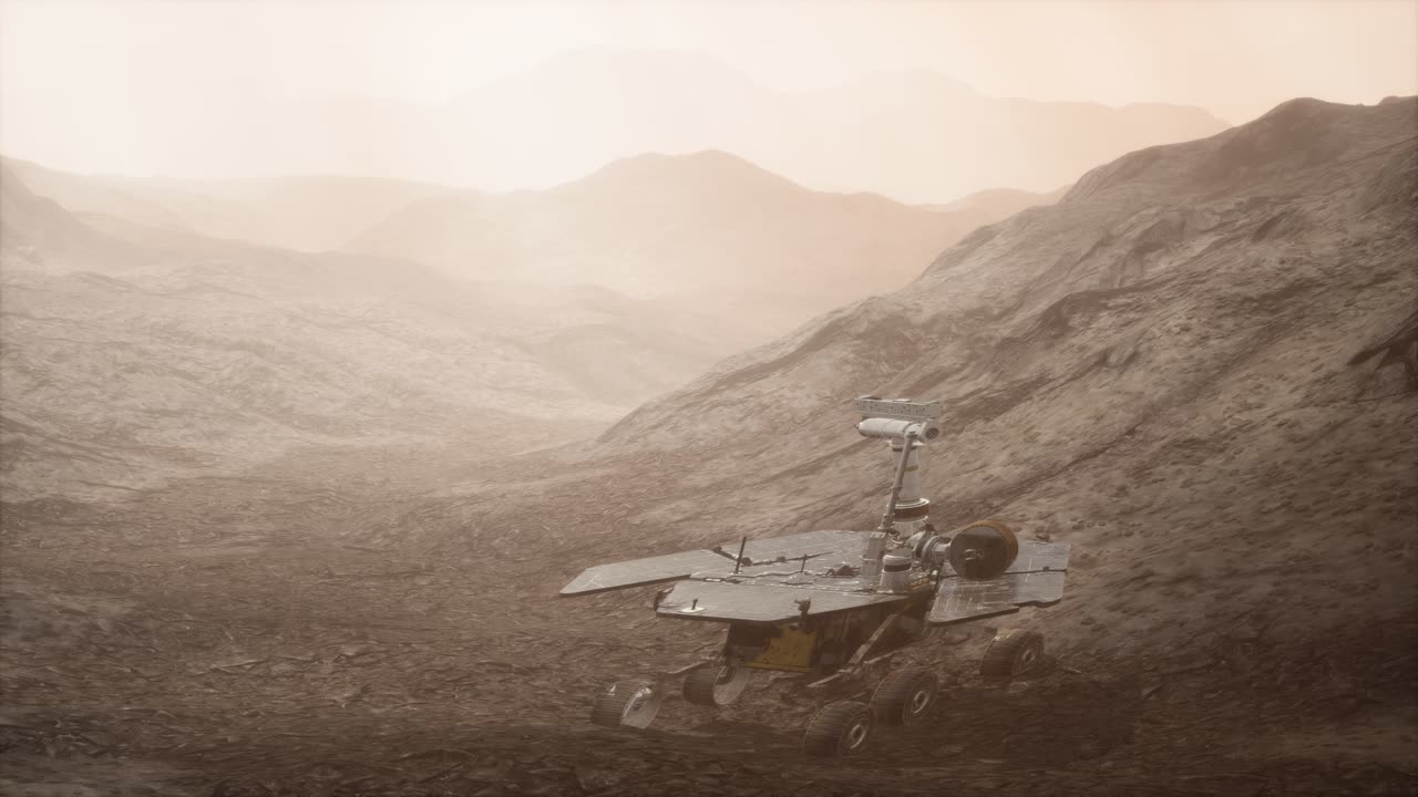 Opportunity-luotain tutkimassa punaisen planeetan pintaa.
