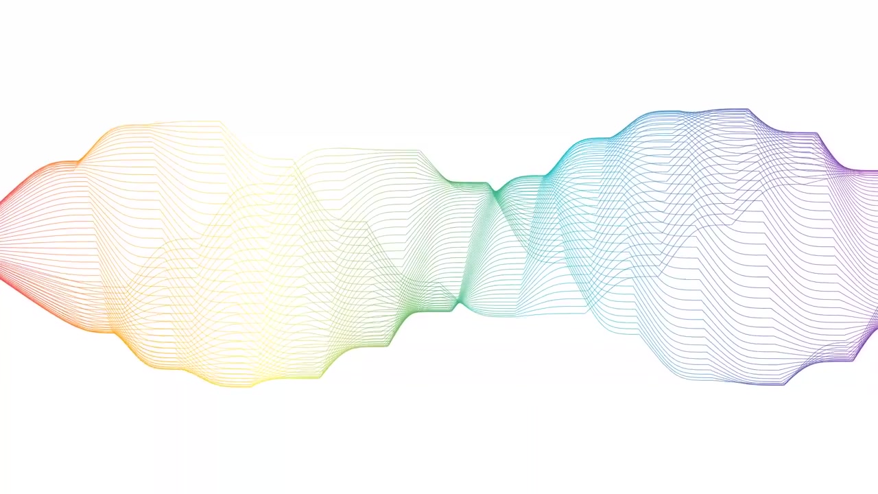 Abstract Rainbow Colored Sound Wave Animation on White Background
