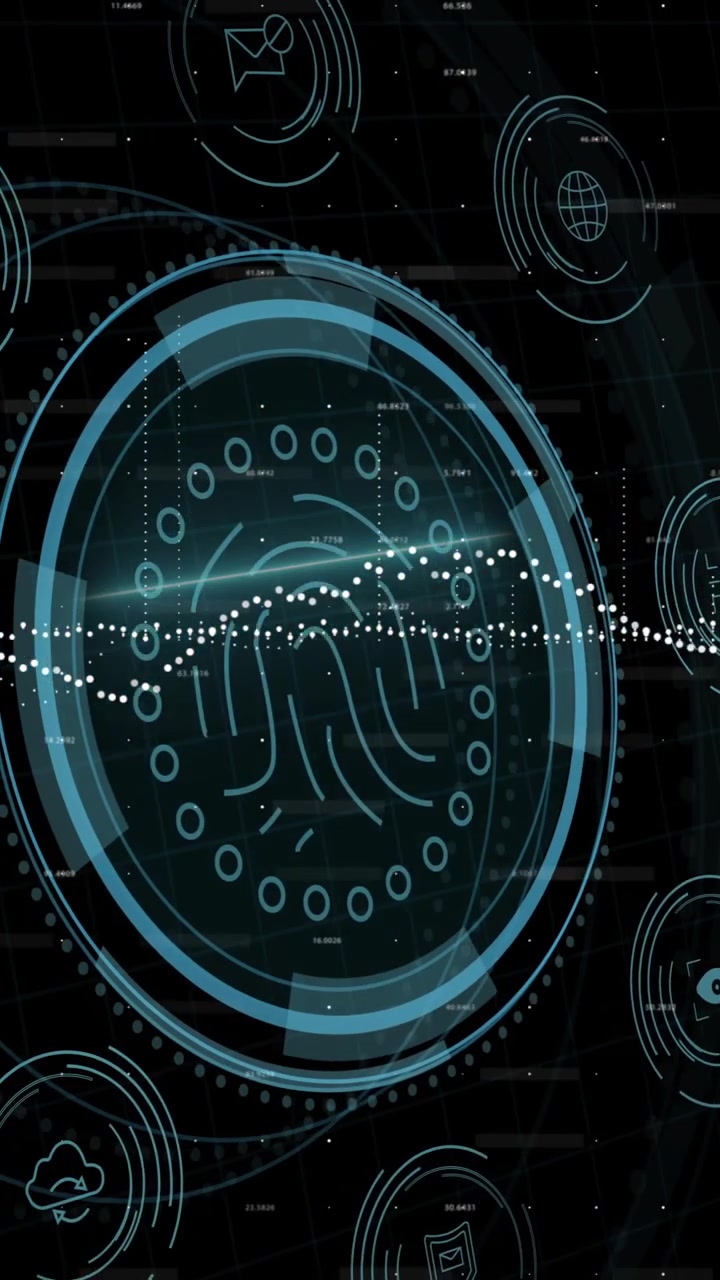 Animation of fingerprint and scope scanning over data processing