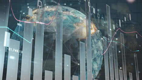 animation of financial data processing over globe