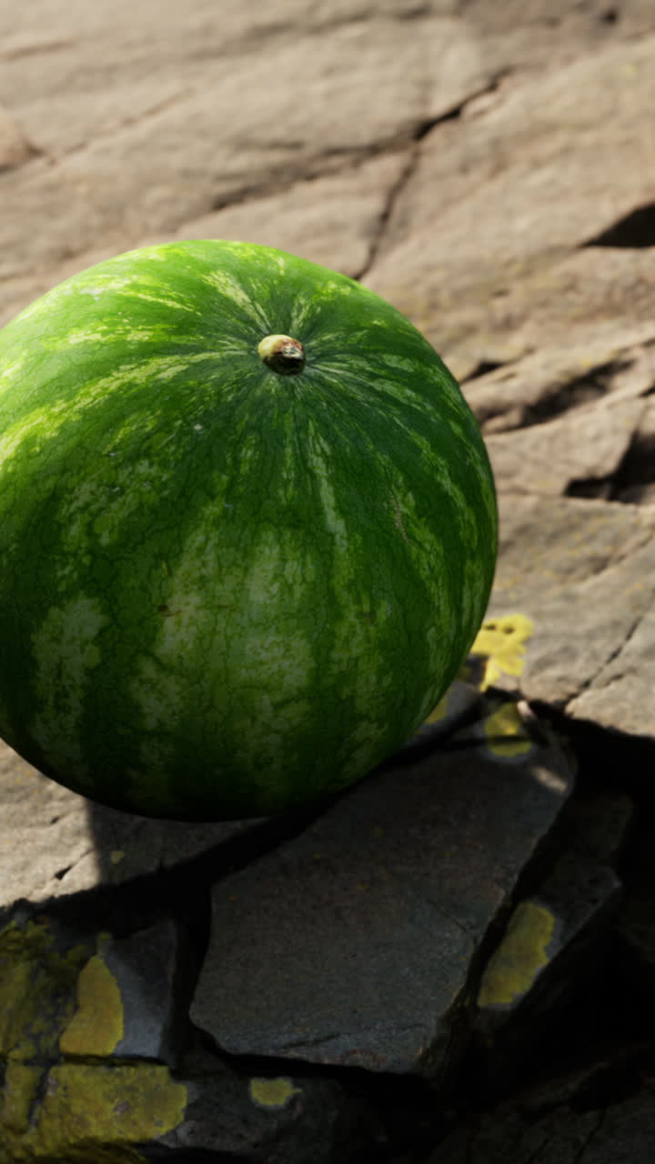 sandía verde en las rocas