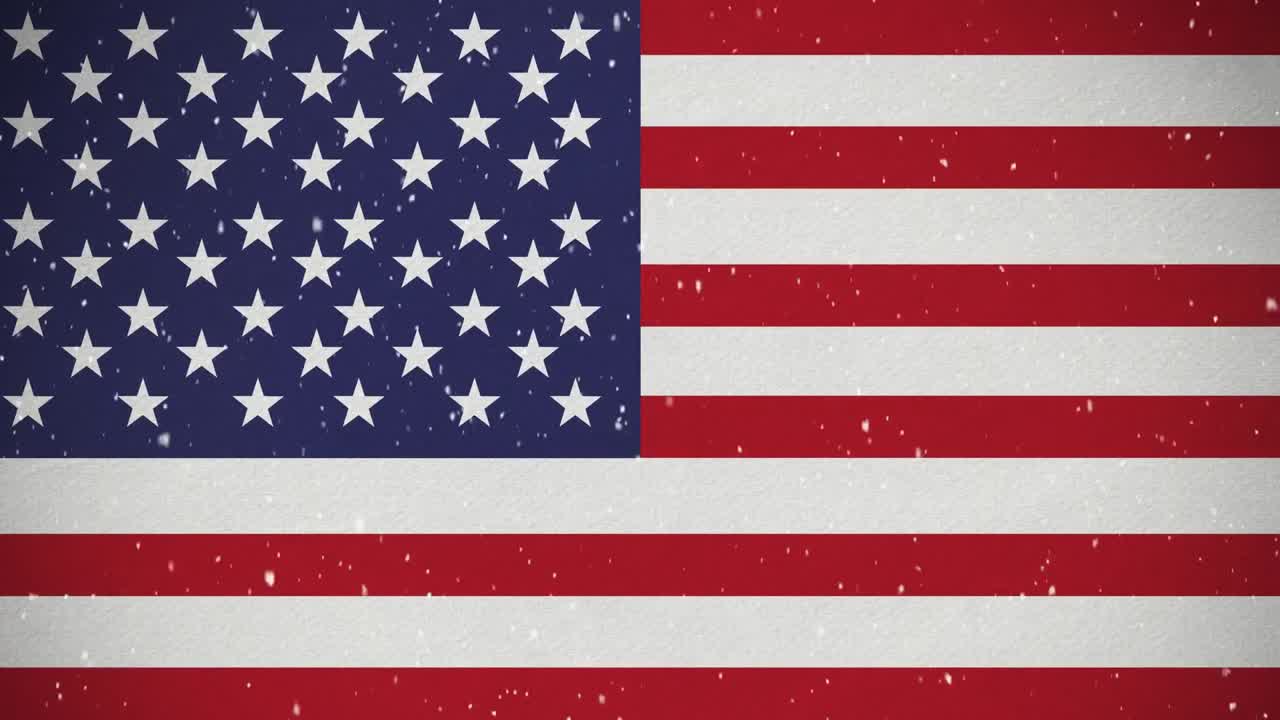 bandera estadounidense con nieve